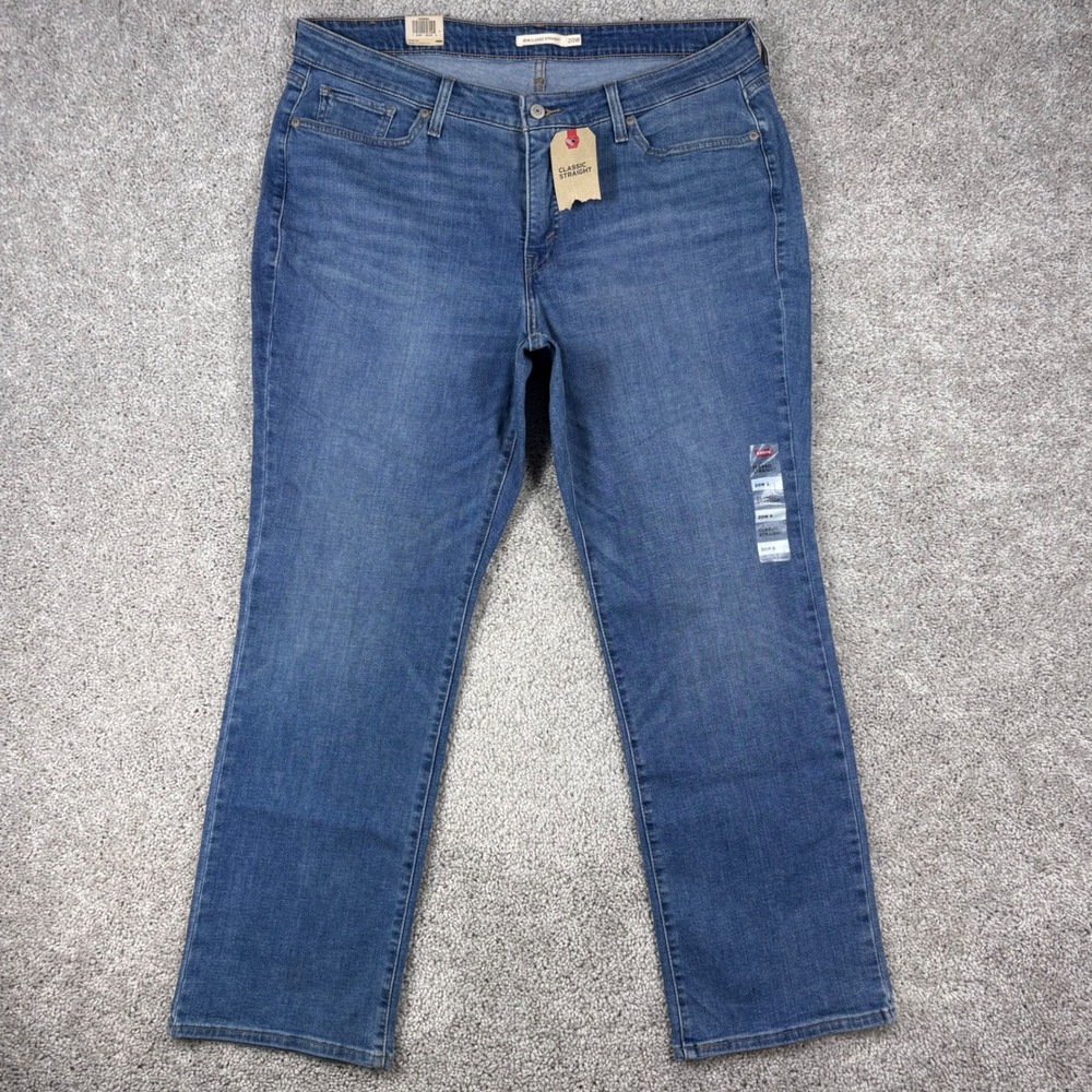 Levis 414 Classic Straight Jeans Womens 20W S Blue Mid Rise Stretch Denim NEW